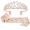 13th Birthday Crown for Girls & Official Teenager Birthday Sash & Pearl Pin Set, 13 Birthday Tiara, Birthday Gifts for Teen Girls, 13th Birthday Decorations for Girls, Teen Girl Gifts Rose Gold